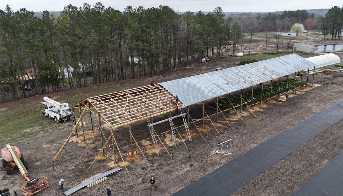 Aerial view of a commercial flat roof